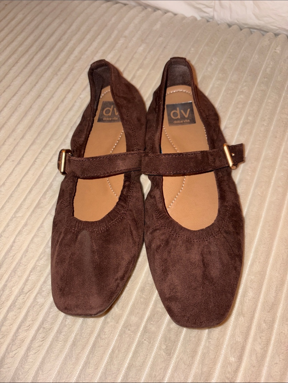 DV by Dolce Vita Girls Brown Mary Jane Flats with Gold Buckle